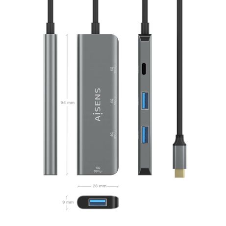 HUB AISENS USB 3.2 GEN1 5G USB-C USB-C/M-1XUSB-C/H-3XUSB-A/H 15CM - Imagen 5 de 6 HUB AISENS USB 3.2 GEN1 5G USB-C USB-C/M-1XUSB-C/H-3XUSB-A/H 15CM - Imagen 5 de 6