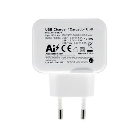 Aisens Cargador pared universal 2x usb 2.0 blanco - Imagen 5 de 5 Aisens Cargador pared universal 2x usb 2.0 blanco - Imagen 5 de 5