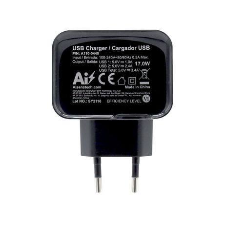 AISENS Cargador pared universal usb 2.0 2puertos negro - Imagen 5 de 5 AISENS Cargador pared universal usb 2.0 2puertos negro - Imagen 5 de 5