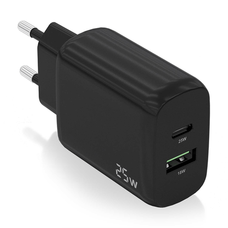 CARGADOR AISENS 25W 1XUSB-C PD3.0 1XUSB-A QC3.0 NEGRO - Imagen 1 de 6 CARGADOR AISENS 25W 1XUSB-C PD3.0 1XUSB-A QC3.0 NEGRO - Imagen 1 de 6