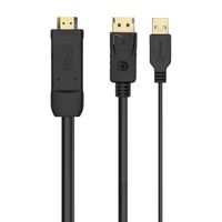 Miniatura 2 de AISENS Cable Conversor Activo HDMI 2.0 + USB Alim. a DISPLAYPORT V1.2, HDMI/M-USB/M-DP/M, Negro, 1.8M
