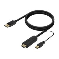 Miniatura 3 de AISENS Cable Conversor Activo HDMI 2.0 + USB Alim. a DISPLAYPORT V1.2, HDMI/M-USB/M-DP/M, Negro, 1.8M