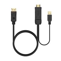 Miniatura 4 de AISENS Cable Conversor Activo HDMI 2.0 + USB Alim. a DISPLAYPORT V1.2, HDMI/M-USB/M-DP/M, Negro, 1.8M