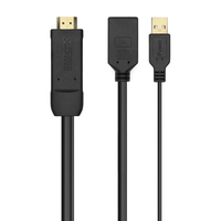 Miniatura 1 de AISENS Conversor Activo HDMI 2.0 + USB Alim. a DISPLAYPORT V1.2, HDMI/M-USB/M-DP/H, Negro, 10CM