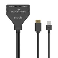 Miniatura 2 de AISENS HDMI Duplicador 4K@30HZ 1×2 con Alimentación USB y Cable, Negro, 30 cm