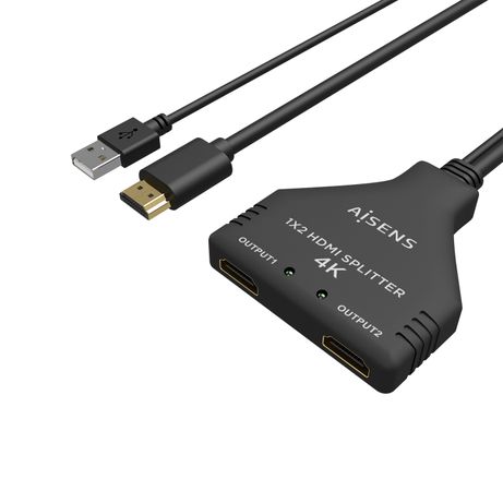 AISENS HDMI Duplicador 4K@30HZ 1×2 con Alimentación USB y Cable, Negro, 30 cm - Imagen 3 de 7 AISENS HDMI Duplicador 4K@30HZ 1×2 con Alimentación USB y Cable, Negro, 30 cm - Imagen 3 de 7