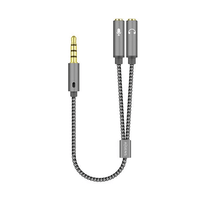 Miniatura 1 de Aisens Adaptador audio Jack 3.5 4pines Macho a 2xjack 3.5 3pines Hembra 0.25m gris
