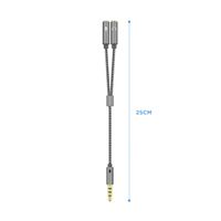 Miniatura 3 de Aisens Adaptador audio Jack 3.5 4pines Macho a 2xjack 3.5 3pines Hembra 0.25m gris
