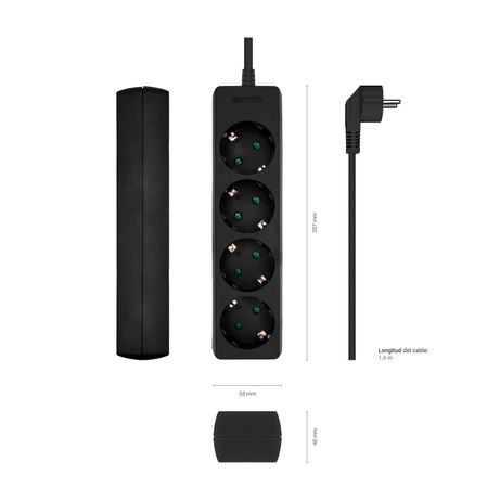 Aisens - Base Multiple 4 Tomas Sin Interruptor Con Cable 3X1.5Mm2, Neg - Imagen 4 de 4 Aisens - Base Multiple 4 Tomas Sin Interruptor Con Cable 3X1.5Mm2, Neg - Imagen 4 de 4