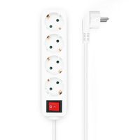 Miniatura 2 de AISENS Base Multiple 4 Tomas con Interruptor con Cable 3×1.5mm2, Blanco, 1.4 m