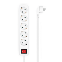 Miniatura 1 de AISENS Base Multiple 5 Tomas con Interruptor con Cable 3×1.5mm2, Blanco, 1.4 m