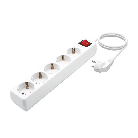 AISENS Base Multiple 5 Tomas con Interruptor con Cable 3×1.5mm2, Blanco, 1.4 m - Imagen 3 de 4 AISENS Base Multiple 5 Tomas con Interruptor con Cable 3×1.5mm2, Blanco, 1.4 m - Imagen 3 de 4