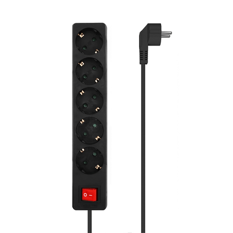 AISENS Base Multiple 5 Tomas con Interruptor con Cable 3×1.5mm2, Negro, 1.4 m - Imagen 1 de 4 AISENS Base Multiple 5 Tomas con Interruptor con Cable 3×1.5mm2, Negro, 1.4 m - Imagen 1 de 4