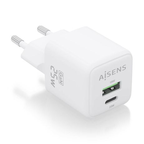 CARGADOR AISENS GAN 25W 1XUSB-C PD3.0 QC4.0 1XUSB-A QC3.0 BLANCO - Imagen 2 de 7 CARGADOR AISENS GAN 25W 1XUSB-C PD3.0 QC4.0 1XUSB-A QC3.0 BLANCO - Imagen 2 de 7