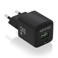 Miniatura 1 de CARGADOR AISENS GAN 25W 1XUSB-C PD3.0 QC4.0 1XUSB-A QC3.0 NEGRO