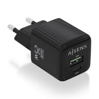 Miniatura 2 de CARGADOR AISENS GAN 25W 1XUSB-C PD3.0 QC4.0 1XUSB-A QC3.0 NEGRO