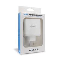 Miniatura 4 de AISENS Cargador 57 W  1x USB C PD3 0 45 W  1x USB A 5 V   2 4 A 12 W  Blanco