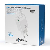 Miniatura 5 de AISENS Cargador Gan 45W, 2xUSB-C PD3.0 QC4.0, Blanco