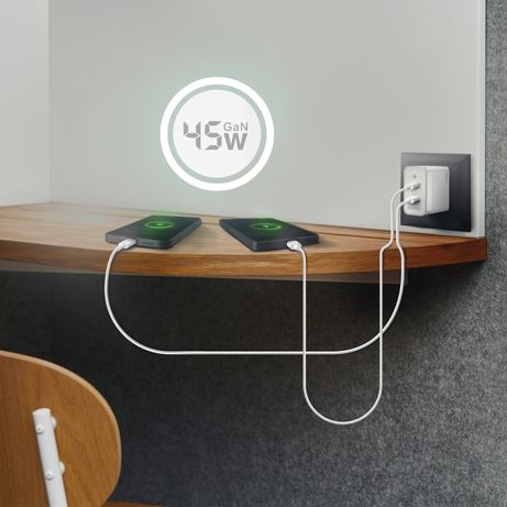 AISENS Cargador Gan 45W, 2xUSB-C PD3.0 QC4.0, Blanco - Imagen 6 de 7 AISENS Cargador Gan 45W, 2xUSB-C PD3.0 QC4.0, Blanco - Imagen 6 de 7