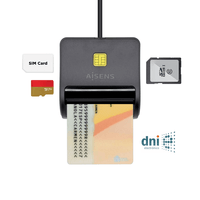 Miniatura 1 de AISENS Lector de Tarjeta Inteligente DNI con Lector de Tarjetas SIM, SD, Micro SD, MMC, RS-MMC, MMC Micro, Negro