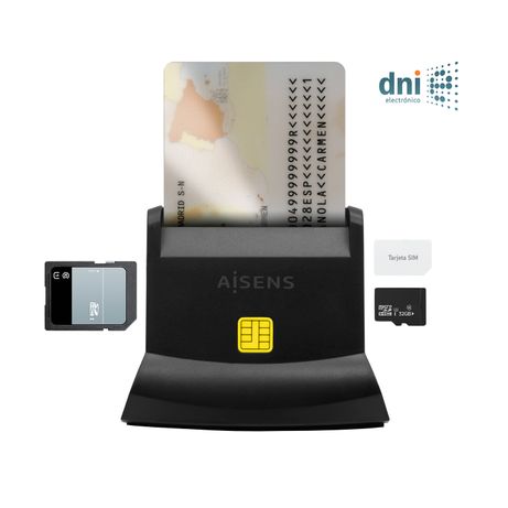 AISENS Lector De Tarjeta Dni Con Lector De Tarjetas SIM, SD, Micro SD, MMC, RS-MMC, MMC Micro, USB-C, Negro - Imagen 3 de 9 AISENS Lector De Tarjeta Dni Con Lector De Tarjetas SIM, SD, Micro SD, MMC, RS-MMC, MMC Micro, USB-C, Negro - Imagen 3 de 9