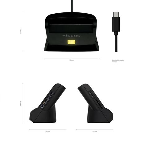AISENS Lector De Tarjeta Dni Con Lector De Tarjetas SIM, SD, Micro SD, MMC, RS-MMC, MMC Micro, USB-C, Negro - Imagen 5 de 9 AISENS Lector De Tarjeta Dni Con Lector De Tarjetas SIM, SD, Micro SD, MMC, RS-MMC, MMC Micro, USB-C, Negro - Imagen 5 de 9