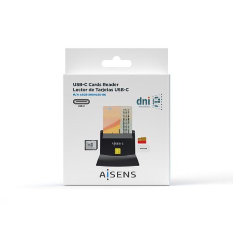 AISENS Lector De Tarjeta Dni Con Lector De Tarjetas SIM, SD, Micro SD, MMC, RS-MMC, MMC Micro, USB-C, Negro - Imagen 7 de 9 AISENS Lector De Tarjeta Dni Con Lector De Tarjetas SIM, SD, Micro SD, MMC, RS-MMC, MMC Micro, USB-C, Negro - Imagen 7 de 9