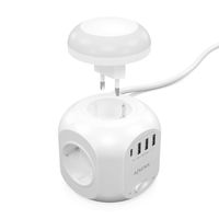 Miniatura 3 de AISENS Regleta de Enchufes Sobremesa Multifuncion con 4 Tomas + 1XUSB-C, 3XUSB-A, Luz Nocturna, 1.8M, Blanco