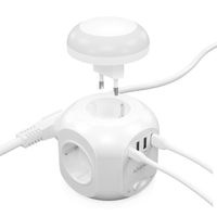 Miniatura 4 de AISENS Regleta de Enchufes Sobremesa Multifuncion con 4 Tomas + 1XUSB-C, 3XUSB-A, Luz Nocturna, 1.8M, Blanco