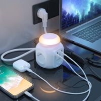 Miniatura 6 de AISENS Regleta de Enchufes Sobremesa Multifuncion con 4 Tomas + 1XUSB-C, 3XUSB-A, Luz Nocturna, 1.8M, Blanco