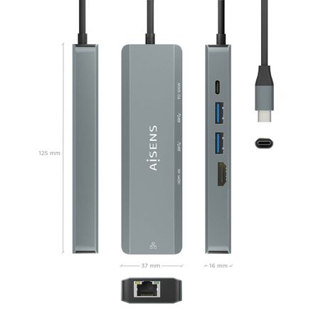 USB-C DOCK AISENS 5 EN 1 USB-C A 1XHDMI 1XRJ45 2XUSB 1XPD 15CM - Imagen 5 de 8 USB-C DOCK AISENS 5 EN 1 USB-C A 1XHDMI 1XRJ45 2XUSB 1XPD 15CM - Imagen 5 de 8