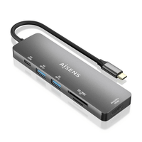 Miniatura 1 de AISENS USB C Dock 6 EN 1  USB C a 1xHDMI  2xUSB A  1xUSB C PD 100W  1xSD  1xMicro SD  Gris  15cm