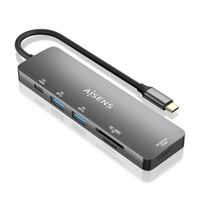 Miniatura 2 de AISENS USB C Dock 6 EN 1  USB C a 1xHDMI  2xUSB A  1xUSB C PD 100W  1xSD  1xMicro SD  Gris  15cm