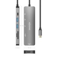 Miniatura 5 de AISENS USB C Dock 6 EN 1  USB C a 1xHDMI  2xUSB A  1xUSB C PD 100W  1xSD  1xMicro SD  Gris  15cm