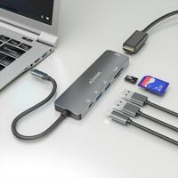 Miniatura 6 de AISENS USB C Dock 6 EN 1  USB C a 1xHDMI  2xUSB A  1xUSB C PD 100W  1xSD  1xMicro SD  Gris  15cm