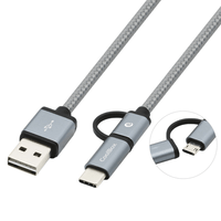 Miniatura 1 de CABLE USB COOLBOX CONEXION A-B MICRO + TIPO C 1M GRIS
