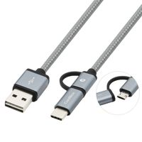 Miniatura 2 de CABLE USB COOLBOX CONEXION A-B MICRO + TIPO C 1M GRIS