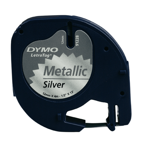 CINTA ROTULADORA LETRATAG 12MMX4M NEGRO/PLATA DYMO S0721730 - Imagen 1 de 12 CINTA ROTULADORA LETRATAG 12MMX4M NEGRO/PLATA DYMO S0721730 - Imagen 1 de 12