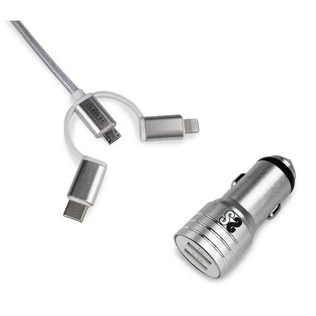 CARGADOR DE COCHE 2 X USB + USB 3 EN 1 2.4 A PLATA - Imagen 2 de 13 CARGADOR DE COCHE 2 X USB + USB 3 EN 1 2.4 A PLATA - Imagen 2 de 13