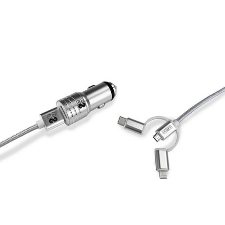 CARGADOR DE COCHE 2 X USB + USB 3 EN 1 2.4 A PLATA - Imagen 4 de 13 CARGADOR DE COCHE 2 X USB + USB 3 EN 1 2.4 A PLATA - Imagen 4 de 13