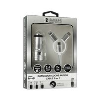 Miniatura 7 de CARGADOR DE COCHE 2 X USB + USB 3 EN 1 2.4 A PLATA