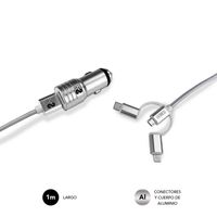 Miniatura 11 de CARGADOR DE COCHE 2 X USB + USB 3 EN 1 2.4 A PLATA