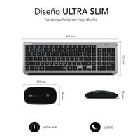 Miniatura 6 de TECLADO CON RATON BLUETOOTH + 2.4G COMBO DUAL PRESTIGE EXTENDIDO GRIS/NEGRO