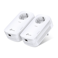 Miniatura 1 de KIT 2 ADAPTADOR DE HOMEPLUG ETHERNET TPLINK 1200MBPS 1 PUERTO 10/100/1000 CON ENCHUFE