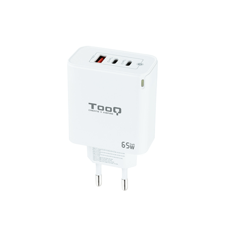 CARGADOR USB PARED TOOQ TQWC-GANQC2PD65WT GAN 2 USB-C/PC + USB-A/QC 65W BLANCO - Imagen 1 de 6 CARGADOR USB PARED TOOQ TQWC-GANQC2PD65WT GAN 2 USB-C/PC + USB-A/QC 65W BLANCO - Imagen 1 de 6
