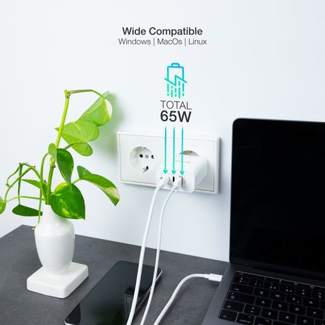 CARGADOR USB PARED TOOQ TQWC-GANQC2PD65WT GAN 2 USB-C/PC + USB-A/QC 65W BLANCO - Imagen 4 de 6 CARGADOR USB PARED TOOQ TQWC-GANQC2PD65WT GAN 2 USB-C/PC + USB-A/QC 65W BLANCO - Imagen 4 de 6