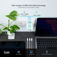 Miniatura 5 de CARGADOR USB PARED TOOQ TQWC-GANQC2PD65WT GAN 2 USB-C/PC + USB-A/QC 65W BLANCO