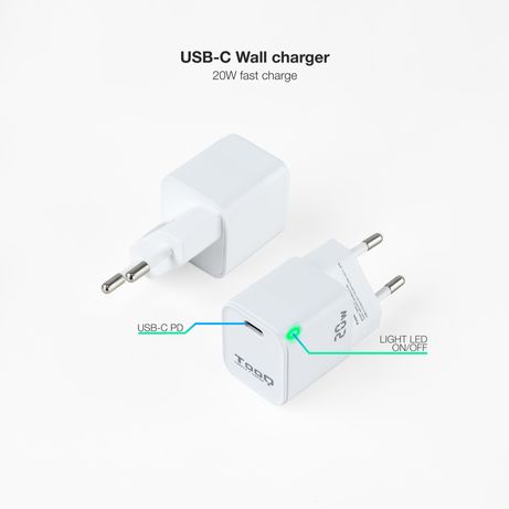 CARGADOR USB PARED TOOQ TQWC-PD20WT USB-C/PD 20W BLANCO - Imagen 3 de 7 CARGADOR USB PARED TOOQ TQWC-PD20WT USB-C/PD 20W BLANCO - Imagen 3 de 7