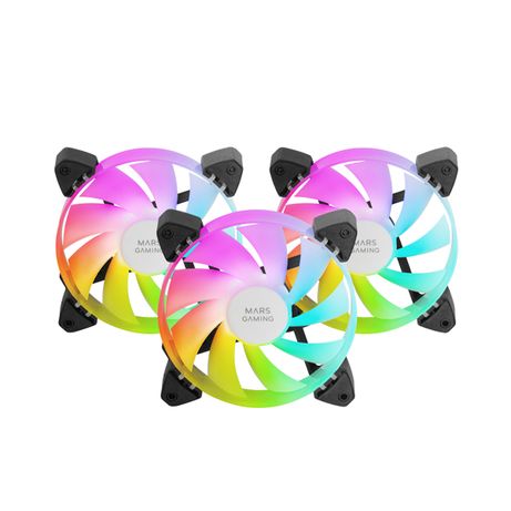 KIT 3xVENTILADOR INTERNO ARGB MARS GAMING MF-3A KIT BLACK 12x12cm ARGB RAINBOW - Imagen 2 de 4 KIT 3xVENTILADOR INTERNO ARGB MARS GAMING MF-3A KIT BLACK 12x12cm ARGB RAINBOW - Imagen 2 de 4