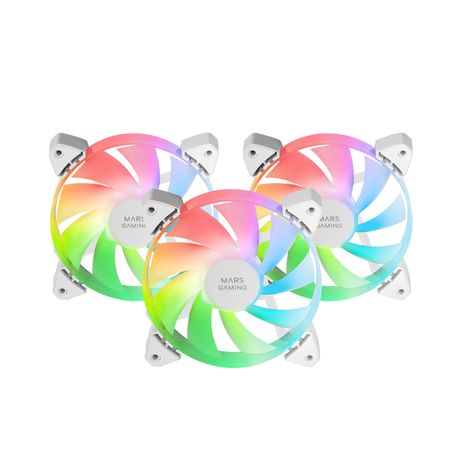 KIT 3xVENTILADOR INTERNO ARGB MARS GAMING MF-3A KIT BLANCO 12x12cm ARGB RAINBOW - Imagen 2 de 4 KIT 3xVENTILADOR INTERNO ARGB MARS GAMING MF-3A KIT BLANCO 12x12cm ARGB RAINBOW - Imagen 2 de 4